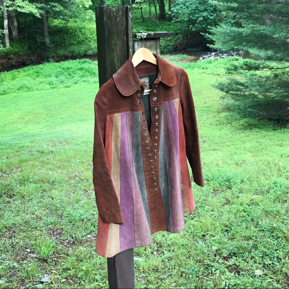 rainbow suede coat